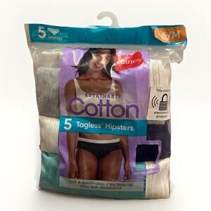 Hanes 5 Pack Tagless Cotton Hipster Underwear Women 6/M Soft Breathable New